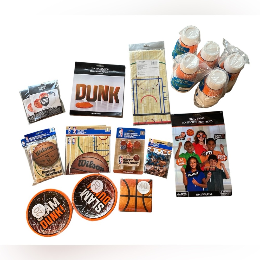 Basketball Party Supplies Set- Large Lot- New